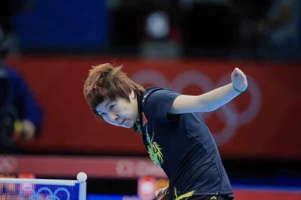 Chinas Xiaoxia Compete Contra Fukuhara Japão Final Tênis Mesa Feminino — Fotografia de Stock