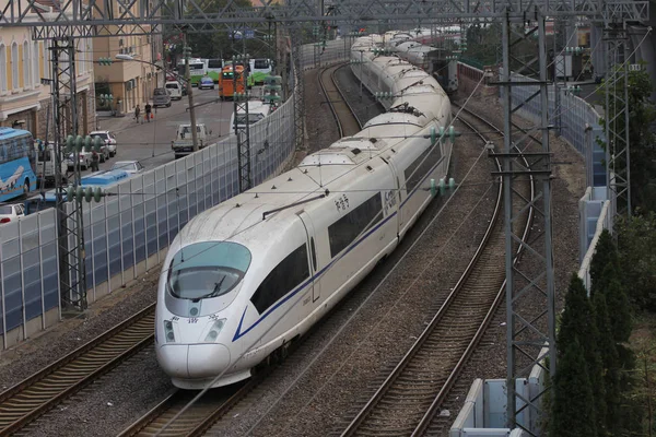 Crh China Railway High Speed Kula Tåget Färdas Banan Som — Stockfoto