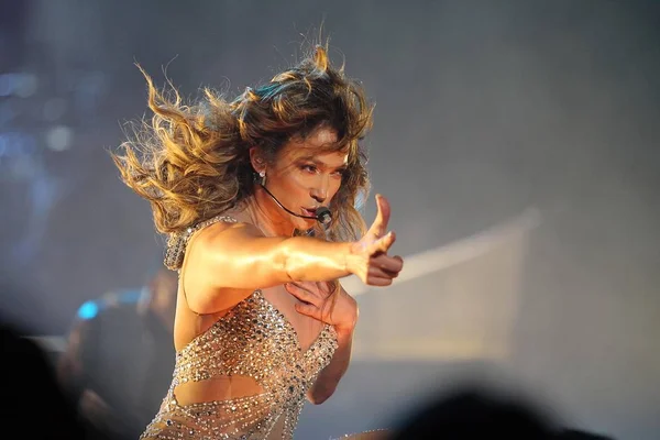 Американського Співака Дженніфер Лопес Виступає Концерті Світового Турне Танець Знову — стокове фото