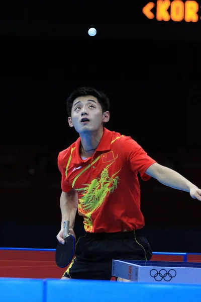 Chinas Zhang Jike Gareggia Contro Joo Sehyuk Della Corea Del — Foto Stock