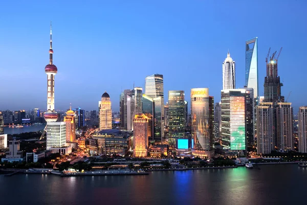 Natt Utsikt Över Floden Huangpu Och Lujiazui Financial District Med — Stockfoto