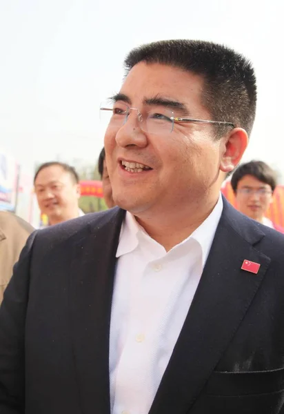 Chinese Philanthropist Chen Guangbiao Smiles Book Fair Nanjing City East — Stock Photo, Image