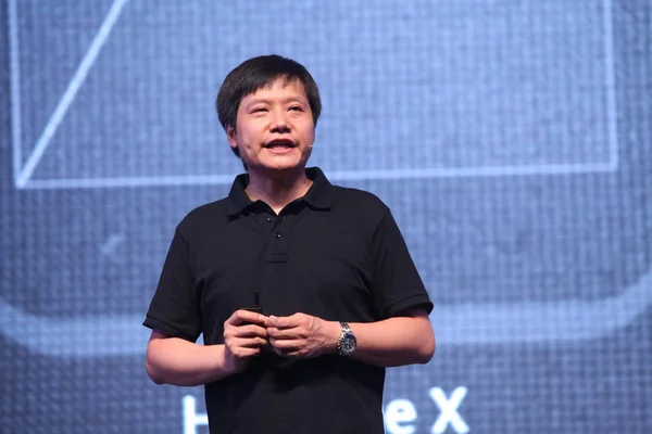 Lei Jun Ceo Xiaomi Technology Hält Eine Präsentation Während Der — Stockfoto