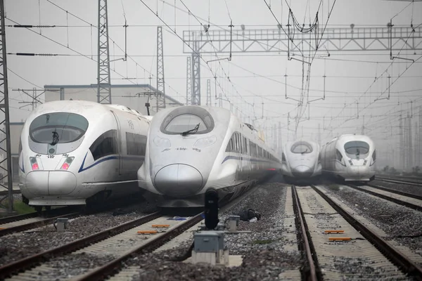 Los Trenes Bala Crh China Railway High Speed Representan Estación — Foto de Stock