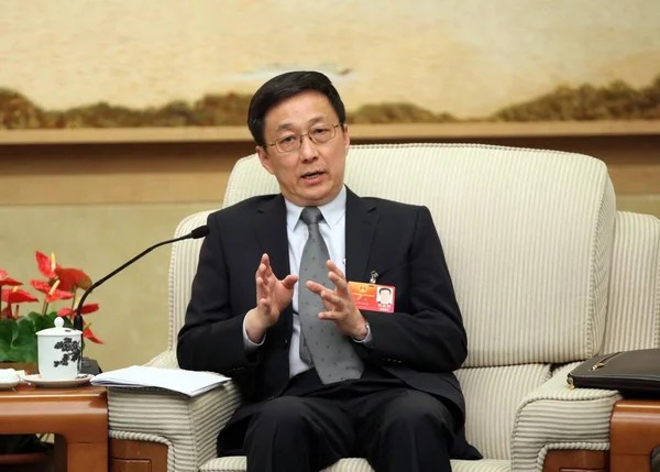 Shanghai Mayor Han Zheng Speaks Meeting Fifth Session 11Th Npc — Stock Photo, Image