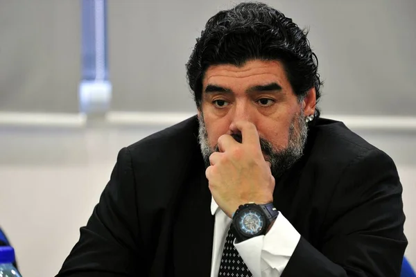 Argentiniens Fußballlegende Diego Maradona Bei Seinem Treffen Mit Dem Chef — Stockfoto