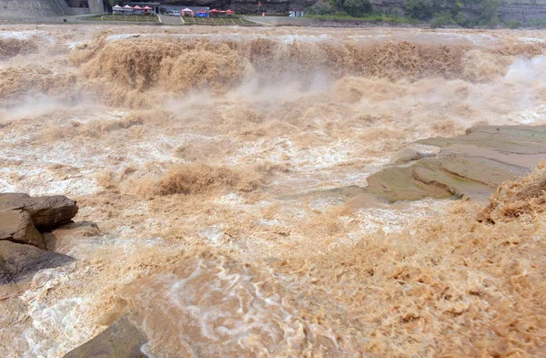 Vista Cachoeira Hukou Condado Província Chinas Shanxi Agosto 2012 — Fotografia de Stock