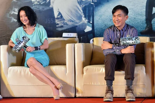 Çinli Oyuncu Zhou Xun Sol Hong Kong Aktör Tony Leung — Stok fotoğraf