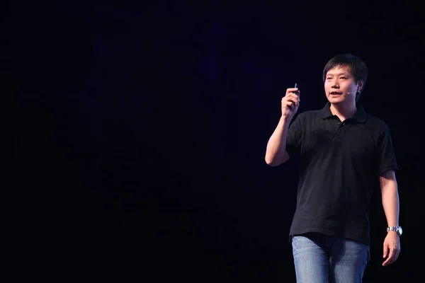 Lei Jun Ceo Xiaomi Technology Hält Eine Präsentation Während Der — Stockfoto