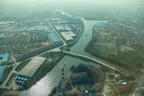 Vista Aérea Huaxi Village Ciudad Jiangyin Provincia Chinas Jiangsu Abril —  Fotos de Stock