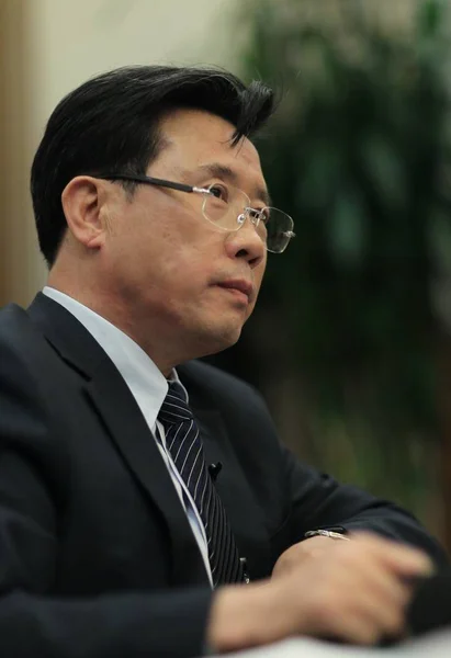Liang Wengenu Předseda Sany Group Poslouchá Otázku Rozhovoru Listopadu Komunistické — Stock fotografie