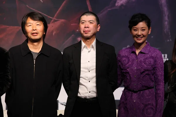 Esquerda Roteirista Chinês Liu Zhenyun Diretor Feng Xiaogang Atriz Fan — Fotografia de Stock