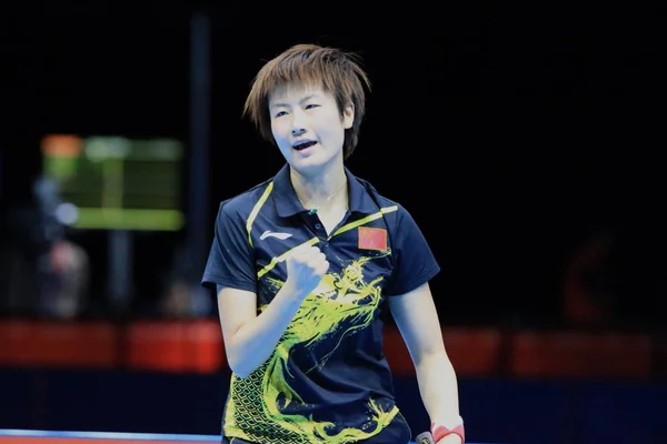 Chinas Ding Ning Reacts While Competing Kasumi Ishikawa Japan Final — Stock Photo, Image