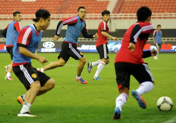 Chinese Footballers Exercise Training Session Friendly Soccer Match Ghana Xian — Stock Photo, Image