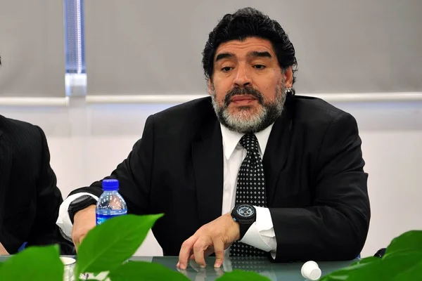 Légende Football Argentin Diego Maradona Est Photographié Lors Rencontre Avec — Photo