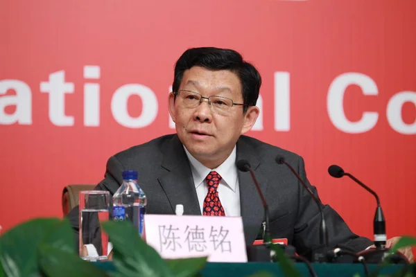 Chen Deming Minister Commerce China Answers Question Press Conference 18Th — Stock Photo, Image