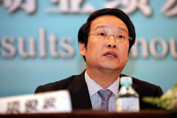 Xiang Junbo Chairman Abc Agricultural Bank China Speaks Press Conference — Stock Photo, Image