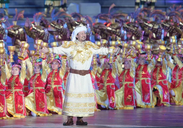 Cantante Mongol Chino Tengri Presenta Ceremonia Apertura Feria Internacional Nadam — Foto de Stock