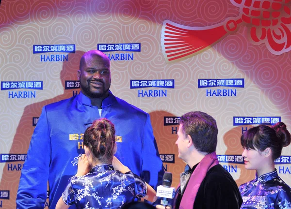 Shaquille Oneal Superestrella Retirada Nba Posa Durante Evento Promocional Para — Foto de Stock