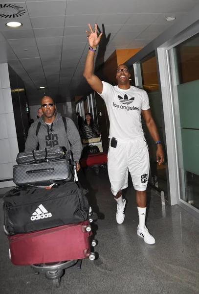 Nba Stjärnan Dwight Howard Vit Los Angeles Lakers Vågor Till — Stockfoto