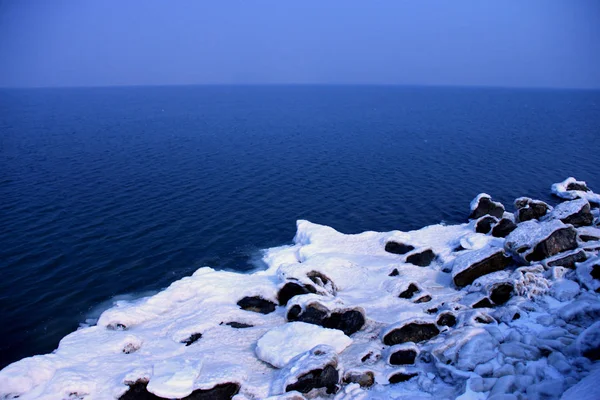 Landscape Thick Sea Ice Frozen Sea Surface Bohai Sea Dalian — Stock Photo, Image