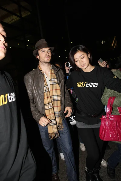 Aktor Amerika Ian Somerhalder Tengah Tiba Bandar Udara Internasional Pudong — Stok Foto