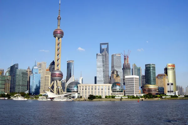 Skyline Van Huangpu Rivier Het Financiële District Lujiazui Met Oriental — Stockfoto