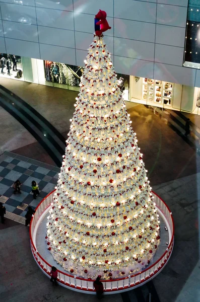 Ein Weihnachtsbaum Aus Teddys Wird Lifestyle Center Xiamen City Südost — Stockfoto