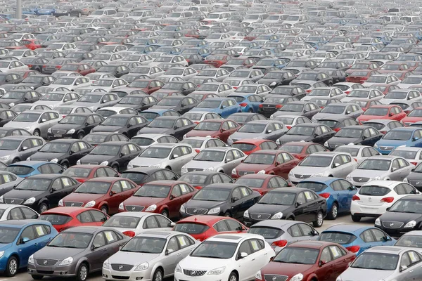 Vue Des Rangées Voitures Buick Chevrolet Sur Parking Shanghai Coentreprise — Photo