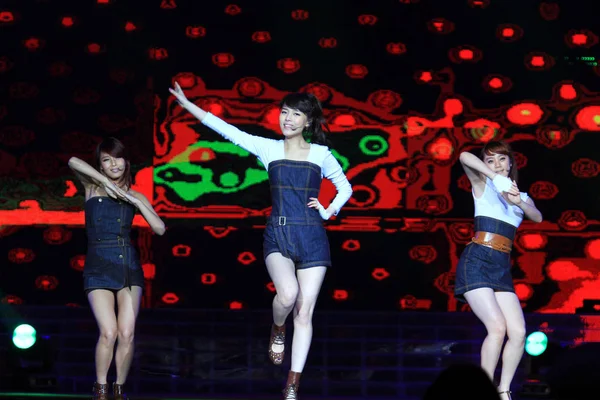 Dél Koreai Lányok Pop Csoport Wonder Girls Végez Során Szilveszteri — Stock Fotó