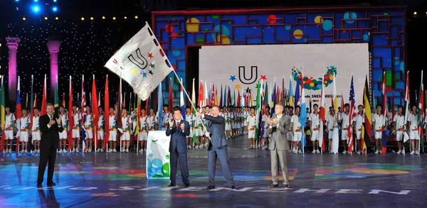 Kazan Ilsur Raisovich Metshin Belediye Başkanı Shenzhen Yaz Universiade Kapanış — Stok fotoğraf