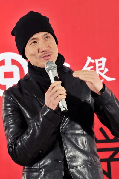 Hongkong Zanger Jacky Cheung Spreekt Tijdens Een Persconferentie Voor Zijn — Stockfoto