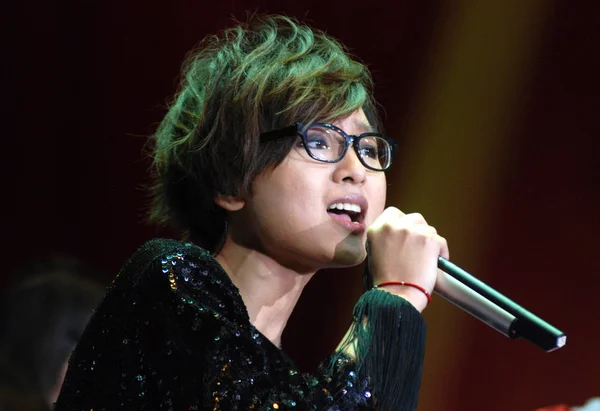Kinesisk Sångerska Zhou Bichang Utför Ett Firande Som Innehas Hunan — Stockfoto