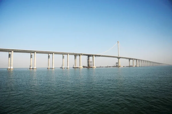 Puente Del Golfo Qingdao También Conocido Como Puente Bahía Qingdao — Foto de Stock