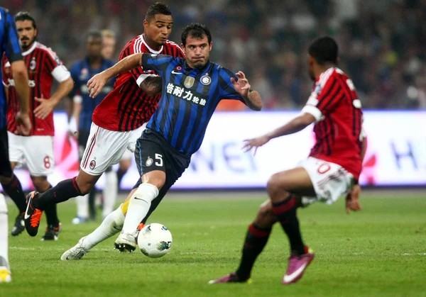 Dejan Stankovic Von Inter Mailand Zweiter Rechts Fordert Die Fußballer — Stockfoto