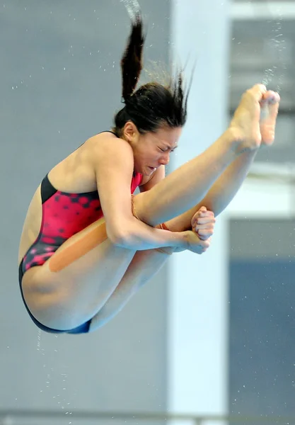 Chinas Han Tävlar Finalen Händelsen Womens Meters Språngbräda Dykning För — Stockfoto