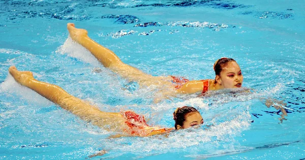 Chinas Huang Xuechen Liu Compete Final Technical Duets Synchronised Swimming — Stock Photo, Image