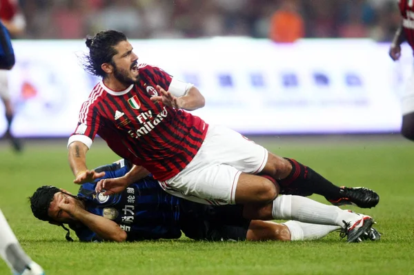 Gennaro Ivan Gattuso Milan Top Desafia Cristian Eugene Chivu Inter — Fotografia de Stock