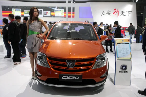 Model Staví Changan Cx20 Během Automatické Show Kuang Čou Provincii — Stock fotografie