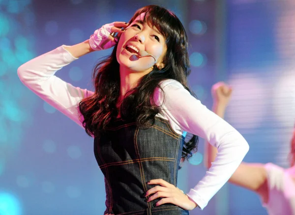 Dél Koreai Lány Pop Csoport Wonder Girls Végez Forgatása Alatt — Stock Fotó