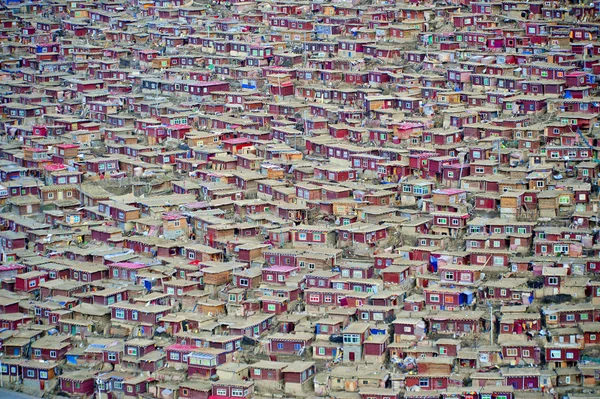 2011年4月29日 中国西南部四川省塞塔尔市塞尔塔尔佛教研究所的木屋景观 — 图库照片