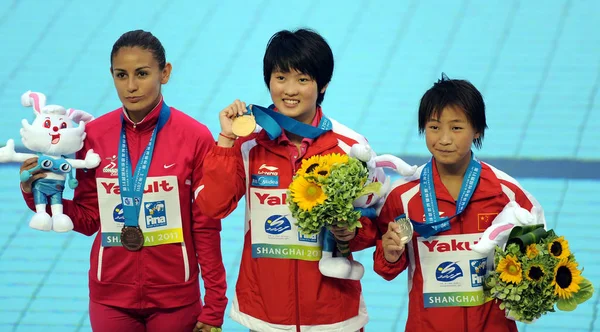 Desde Izquierda Medallista Bronce Paola Espinosa México Medallista Oro Chinas —  Fotos de Stock