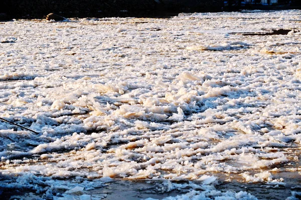 Schwimmendes Eis Auf Dem Gelben Fluss Der Stadt Jinan Provinz — Stockfoto