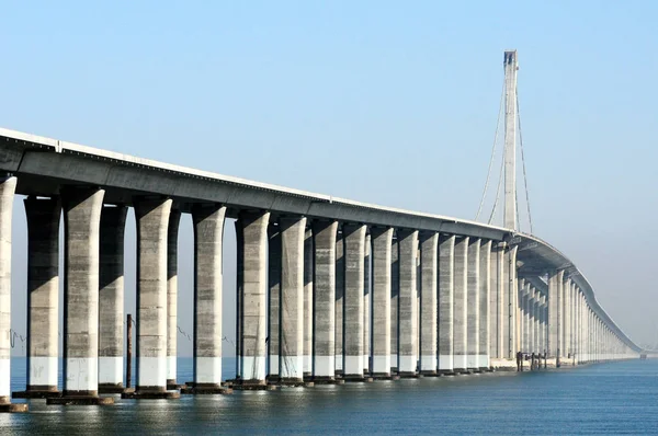 Die Qingdao Golfbrücke Auch Bekannt Als Qingdao Bay Bridge Oder — Stockfoto