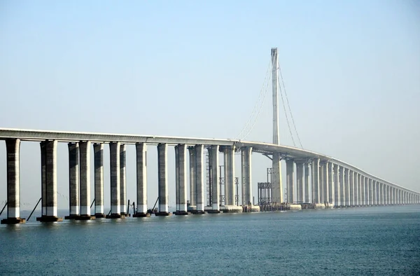 Qingdao Gulf Bridge Also Known Qingdao Bay Bridge Qingdao Haiwan — Stock Photo, Image
