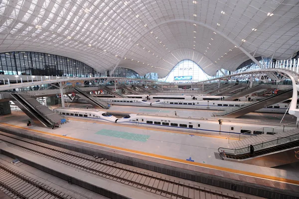 Crh China Railway High Speed Treinen Worden Gezien Wuhan Railway — Stockfoto