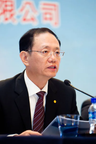 Huo Lianhong Presidente China Pacific Insurance Representa Una Conferencia Prensa —  Fotos de Stock