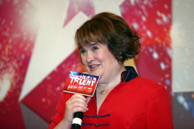 British singer Susan Boyle attends a press conference for Chinas Got Talent in Shanghai, China, 8 July 2011. clipart