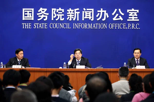 Цзяньтан Центре Директор Национального Бюро Расследований Нбп Отвечает Вопросы Пресс — стоковое фото