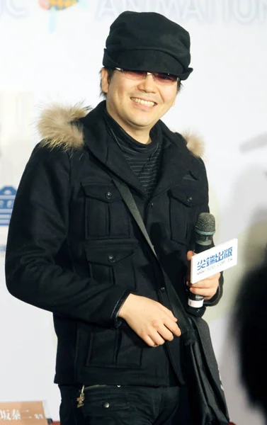 Der Japanische Comic Autor Chuugaku Akamazu Nimmt Einer Pressekonferenz Zur — Stockfoto